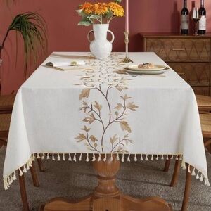 Cotton Linen Dining Table Cloth Rectangle 55"x70" Waterproof Fall/Autumn Decor